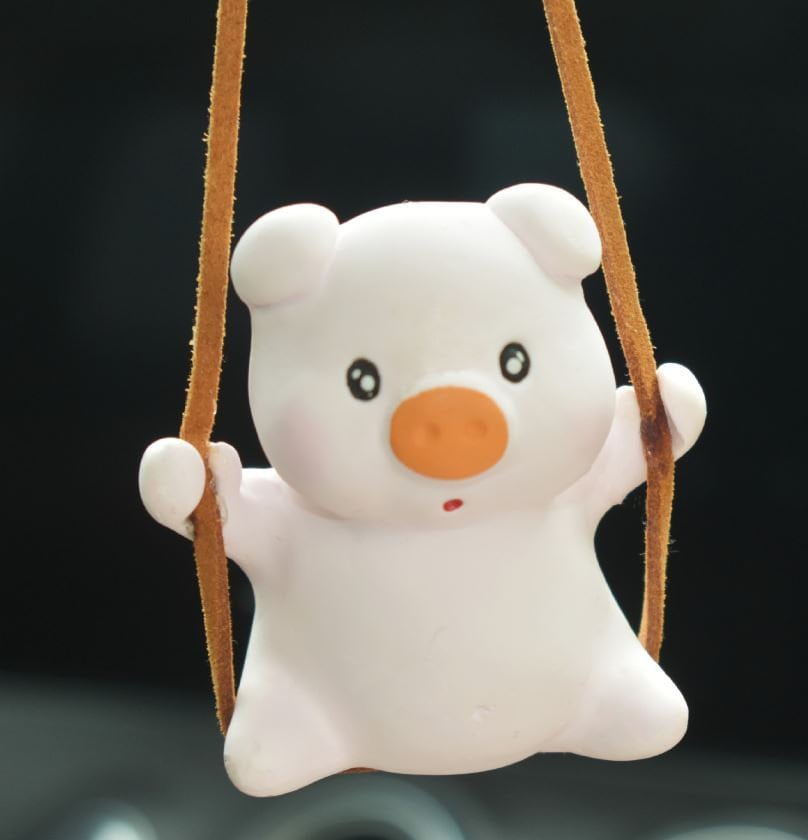 Cute Swinging Mini Pig Car Rear View Mirror Hanging Accessory | Little Pig Car Ornament | Unique Car Accessory Gift | New Car Gift