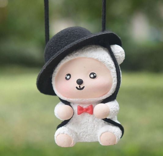 Cute Swinging Sheep Car Rear View Mirror Hanging Accessory | Little Lamb Car Swing Ornament | Unique Car Accessory Gift | New Car Gift