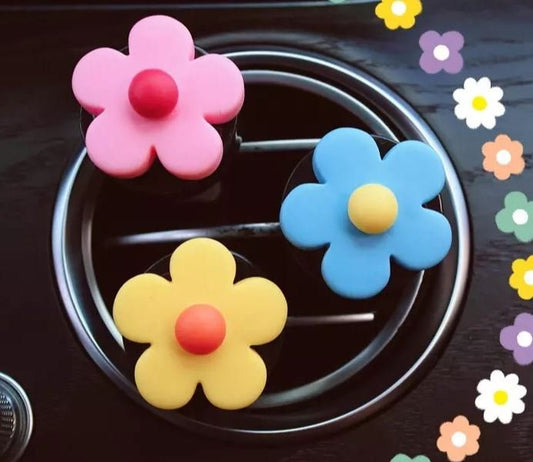 Set of 3 Cute Retro Flower Air Vent Clip | Air Freshener Clip | Cute Car Accessories | Car Flower Accessories | New Car Gift