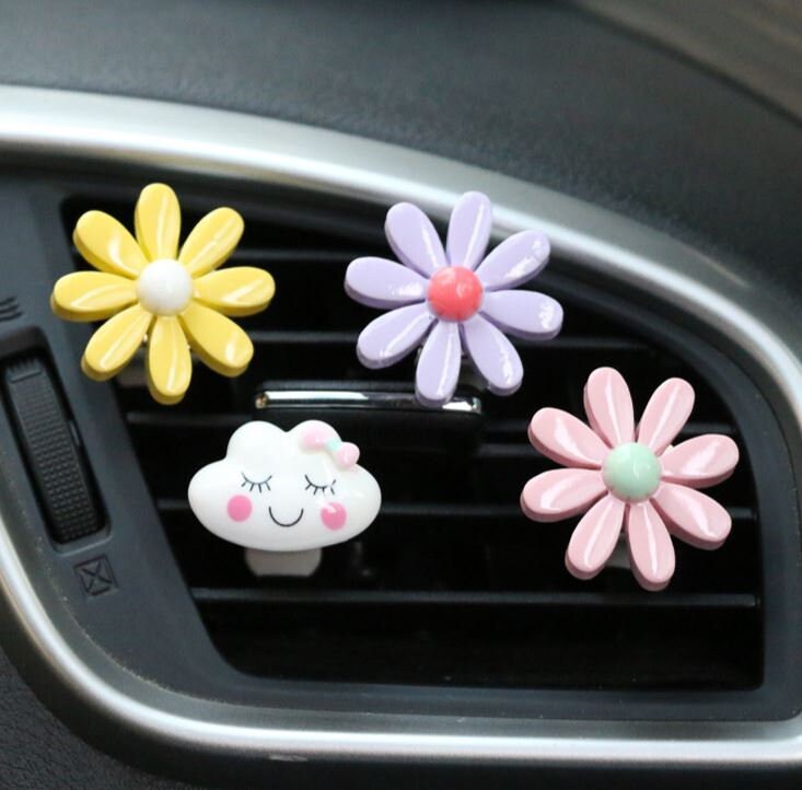 Set of 4 Cute Chrysanthemum Flower Air Vent Clip | Air Freshener Clip | Flower Accessories | Cute Air Fresheners