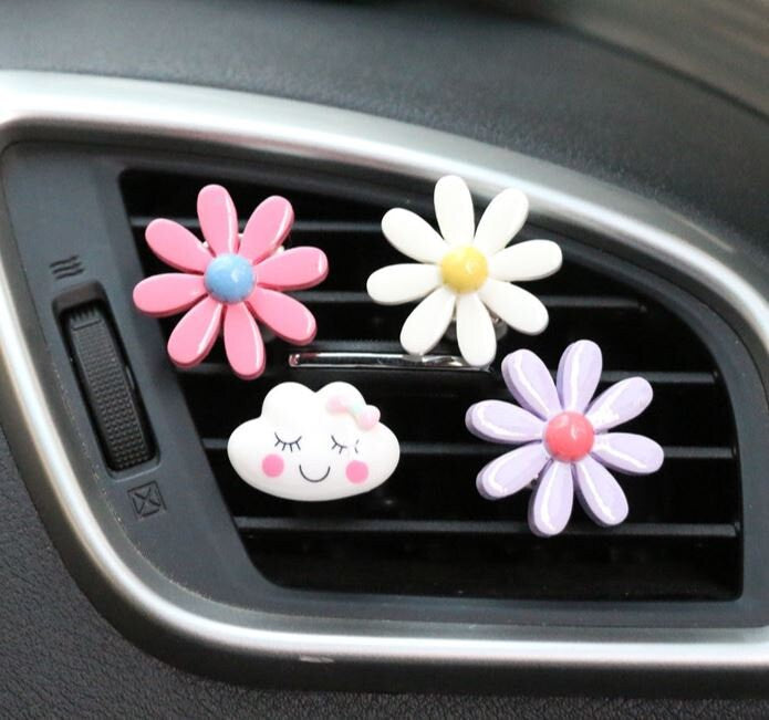 Set of 4 Cute Chrysanthemum Flower Air Vent Clip | Air Freshener Clip | Flower Accessories | Cute Air Fresheners