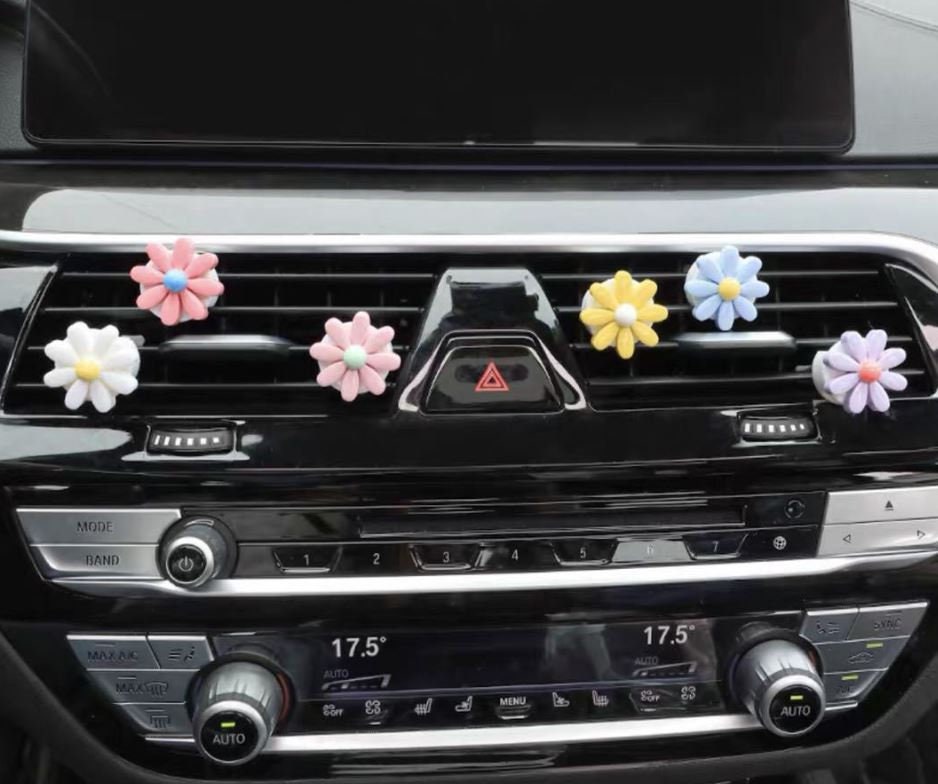 Set of 6 Cute Chrysanthemum Flower Air Vent Clip | Air Freshener Clip | Car Floral Accessories | Cute Car Accessories