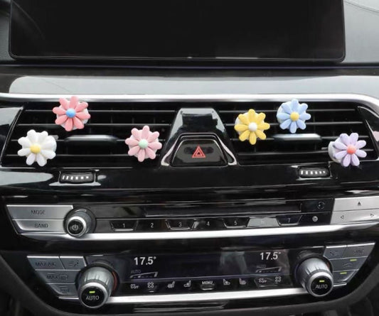 Set of 6 Cute Chrysanthemum Flower Air Vent Clip | Air Freshener Clip | Car Floral Accessories | Cute Car Accessories