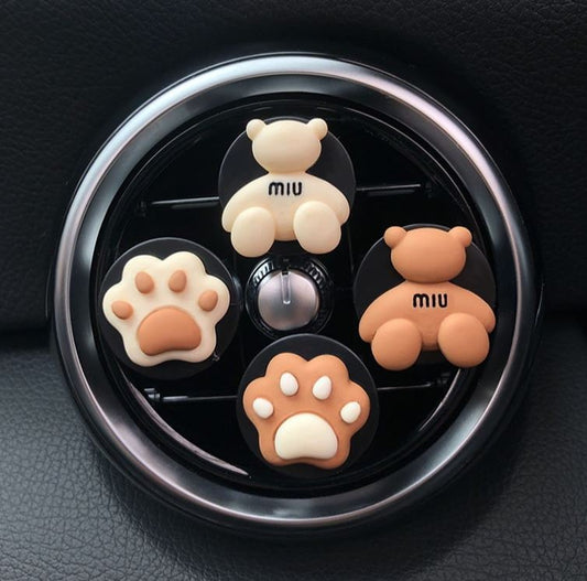 Set of 4 Cute Chocolate Bears and Flower Air Vent Clip | Air Freshener Clip | Cute Car Accessories | New Car Gift