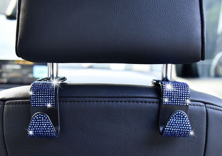 Set of 2 Cute Crystal Rhinestone Car Bag Hooks | Car Bag Hanger Hook | Car Storage Organizer | Cute Car Accessories | New Car Gift