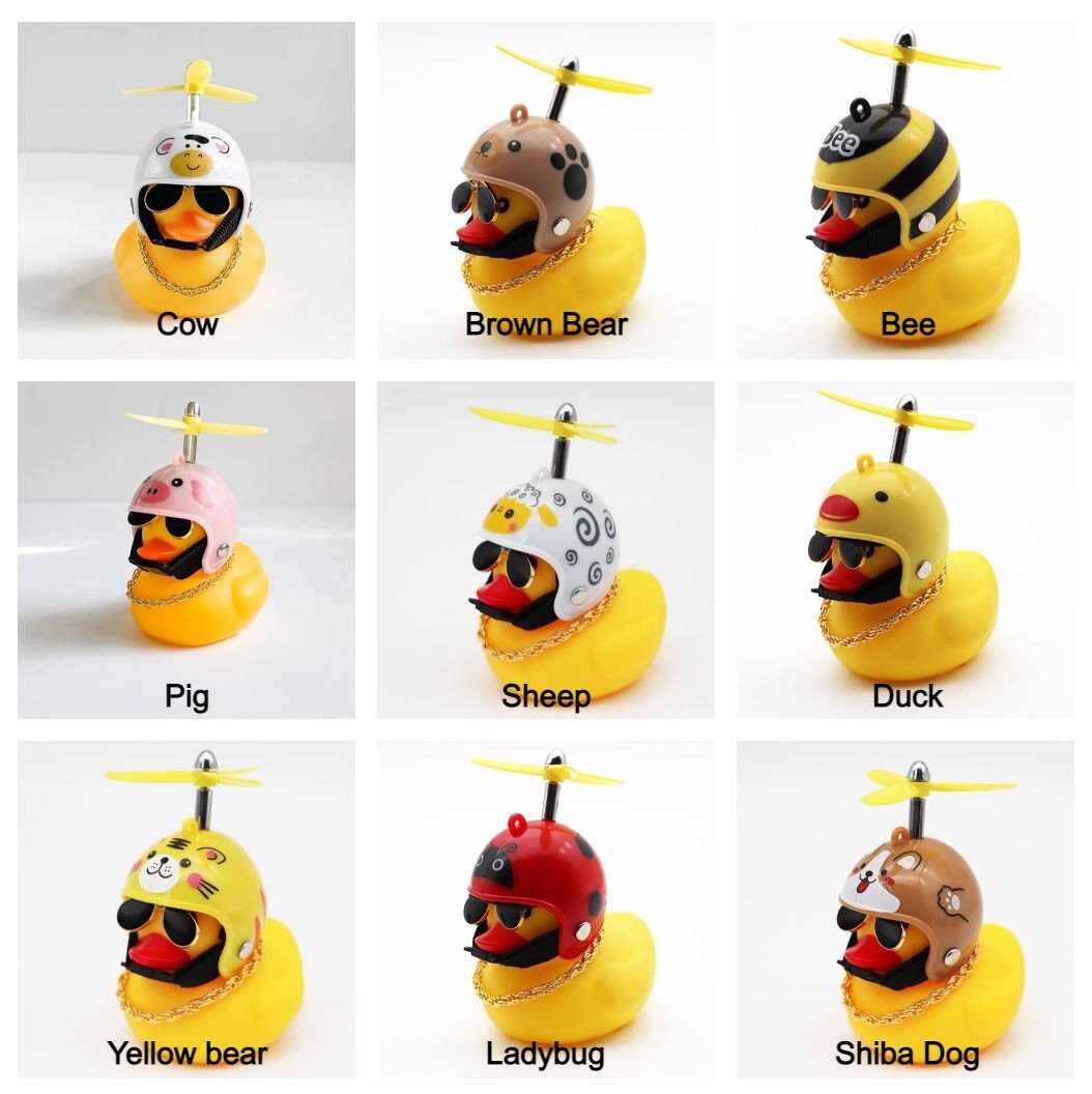 Cute Yellow Rubber Duck w/ Helmet Bicycle Car Dashboard Accessory | Little Duck Car Ornament | Cute Car Accessory | New Car Gift