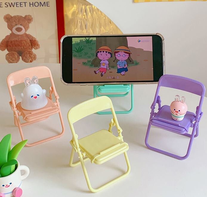 Cute Mini Foldable Chair Phone Holder Stand | Cellphone Holder | Desktop Organizers | Aesthetic PC Office Setup | New Car Gift