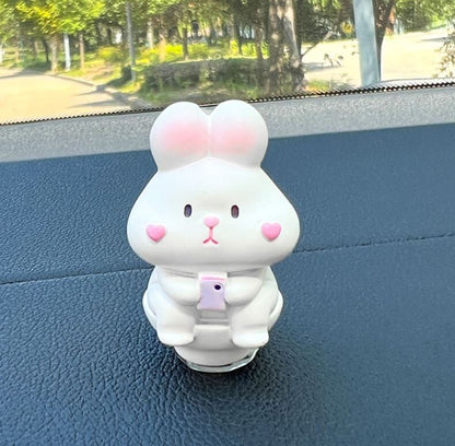 Set of 6 Cute Rabbits Car Dashboard Accessory | Little Bunny Car Ornament | Unique Car Accessory Gift | Car Charm | New Car Gift