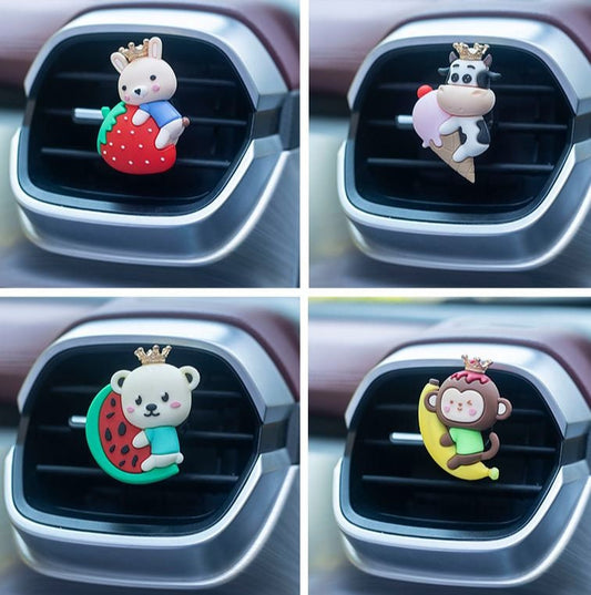 Cute Animal Kingdom on Food Air Vent Clip | Air Freshener Clip | Cute Car Accessories | New Car Gift