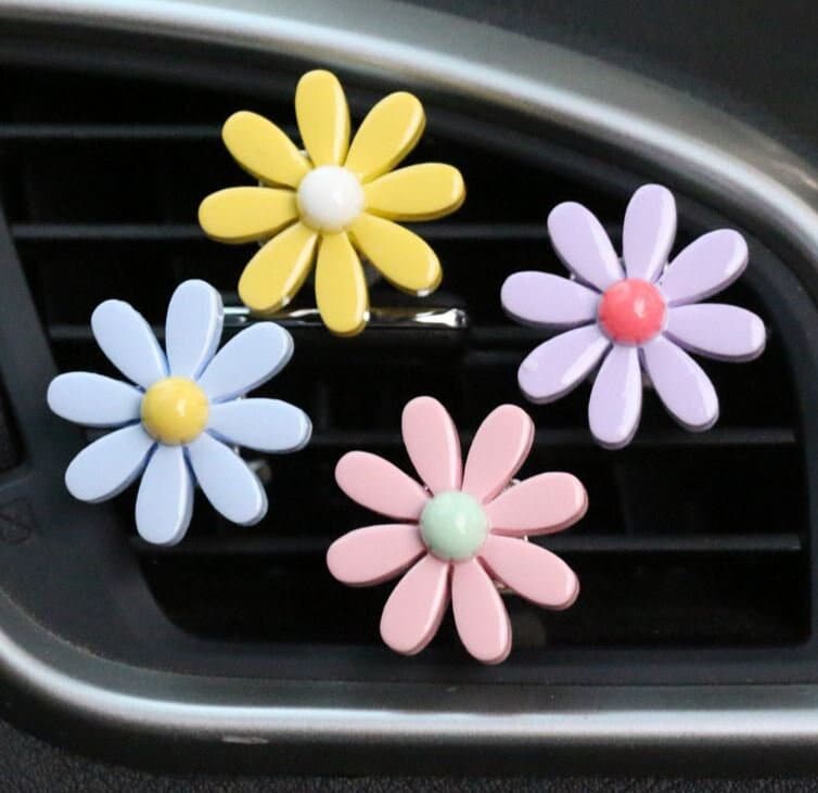 Set of 4 Cute Chrysanthemum Flower Air Vent Clip | Air Freshener Clip | Flower Accessories | Cute Air Fresheners