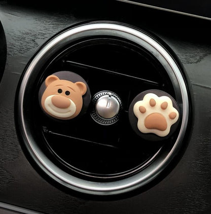 Set of 2 Cute Chocolate Bears and Flower Air Vent Clip | Air Freshener Clip | Cute Car Accessories | New Car Gift