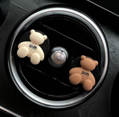 Set of 2 Cute Chocolate Bears and Flower Air Vent Clip | Air Freshener Clip | Cute Car Accessories | New Car Gift