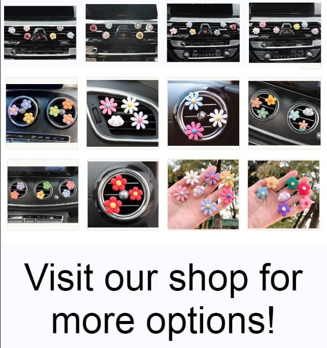 Set of 3 Cute Daisy Flower Air Vent Clip | Air Freshener Clip | Car Flower Accessories | Cute Car Accessories | New Car Gift