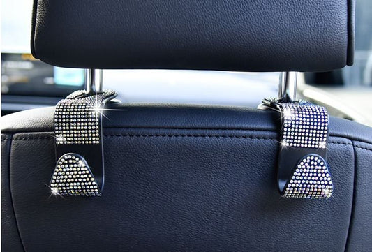 Set of 2 Cute Crystal Rhinestone Car Bag Hooks | Car Bag Hanger Hook | Car Storage Organizer | Cute Car Accessories | New Car Gift