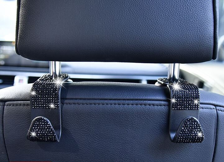 Set of 2 Cute Crystal Rhinestone Car Bag Hooks | Car Bag Hanger Hook | Car Storage Organizer | Cute Car Accessories | New Car Gift