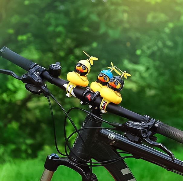 Cute Yellow Rubber Duck w/ Helmet Bicycle Car Dashboard Accessory | Little Duck Car Ornament | Cute Car Accessory | New Car Gift