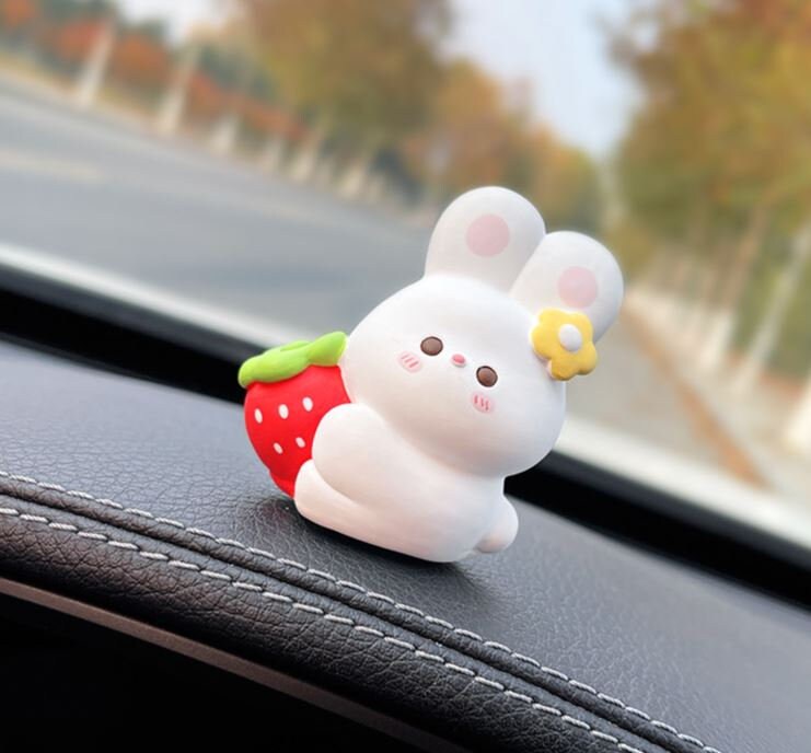 Cute Rabbits Car Dashboard Accessory | Little Bunny Car Ornament | Unique Car Accessory Gift | Car Charm | New Car Gift