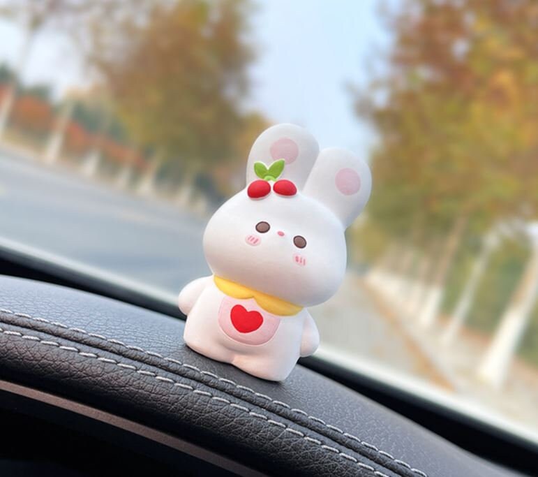 Cute Rabbits Car Dashboard Accessory | Little Bunny Car Ornament | Unique Car Accessory Gift | Car Charm | New Car Gift