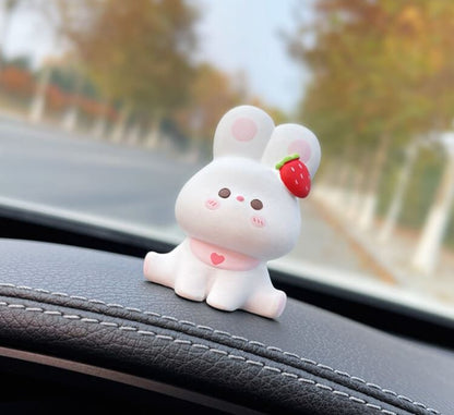 Cute Rabbits Car Dashboard Accessory | Little Bunny Car Ornament | Unique Car Accessory Gift | Car Charm | New Car Gift