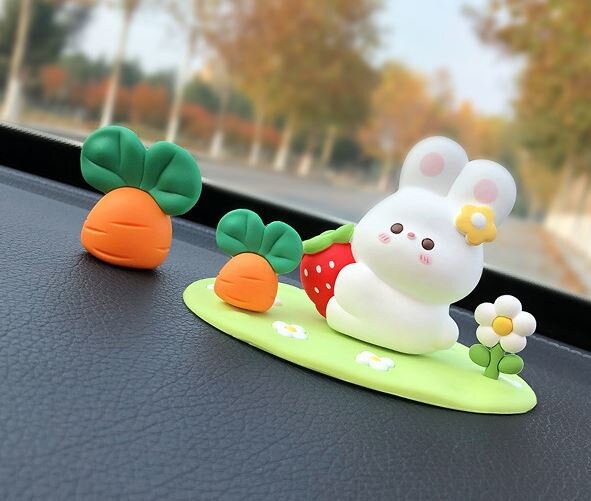 Cute Rabbits Car Dashboard Accessory | Little Bunny Car Ornament | Unique Car Accessory Gift | Car Charm | New Car Gift