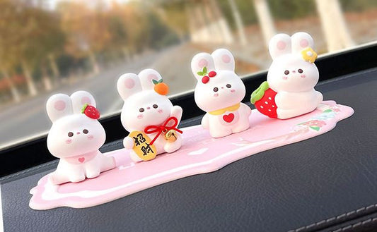 Cute Rabbits Car Dashboard Accessory | Little Bunny Car Ornament | Unique Car Accessory Gift | Car Charm | New Car Gift