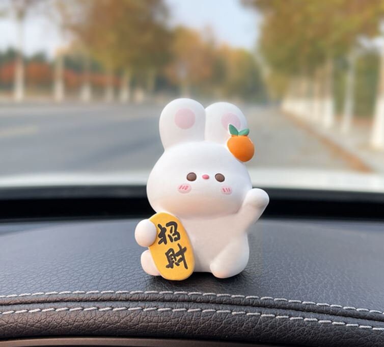 Cute Rabbits Car Dashboard Accessory | Little Bunny Car Ornament | Unique Car Accessory Gift | Car Charm | New Car Gift