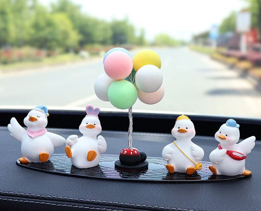 Set of 4 Cute Ducks Car Dashboard Accessory | Little Duck Car Ornament | Unique Car Accessory Gift | Car Charm | New Car Gift