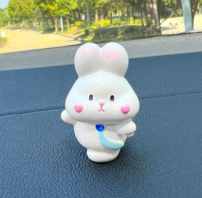 Set of 6 Cute Rabbits Car Dashboard Accessory | Little Bunny Car Ornament | Unique Car Accessory Gift | Car Charm | New Car Gift