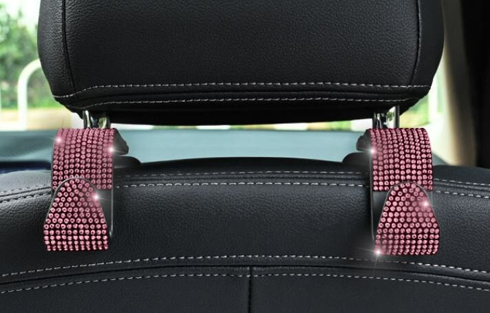 Set of 2 Cute Crystal Rhinestone Car Bag Hooks | Car Bag Hanger Hook | Car Storage Organizer | Cute Car Accessories | New Car Gift
