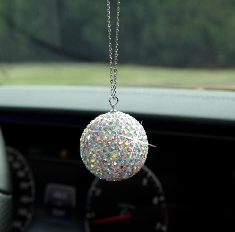 Cute Crystal Rhinestone Hanging Disco Ball | Rear View Mirror Charms | Bling Car Accessories | Cute Car Accessory | New Car Gift