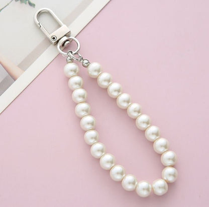 Cute Simple Pearl Keychain Lanyard | Crochet Accessory | Unique Car Accessory Gift for Her | Car Charm | New Car Gift