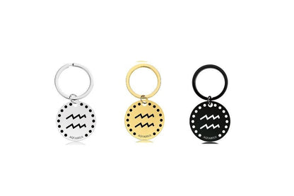 Cute Simple Aquarius Zodiac Keychain Keyring | Horoscope Accessory | Unique Car Accessory Gift for Her | Car Charm | New Car Gift