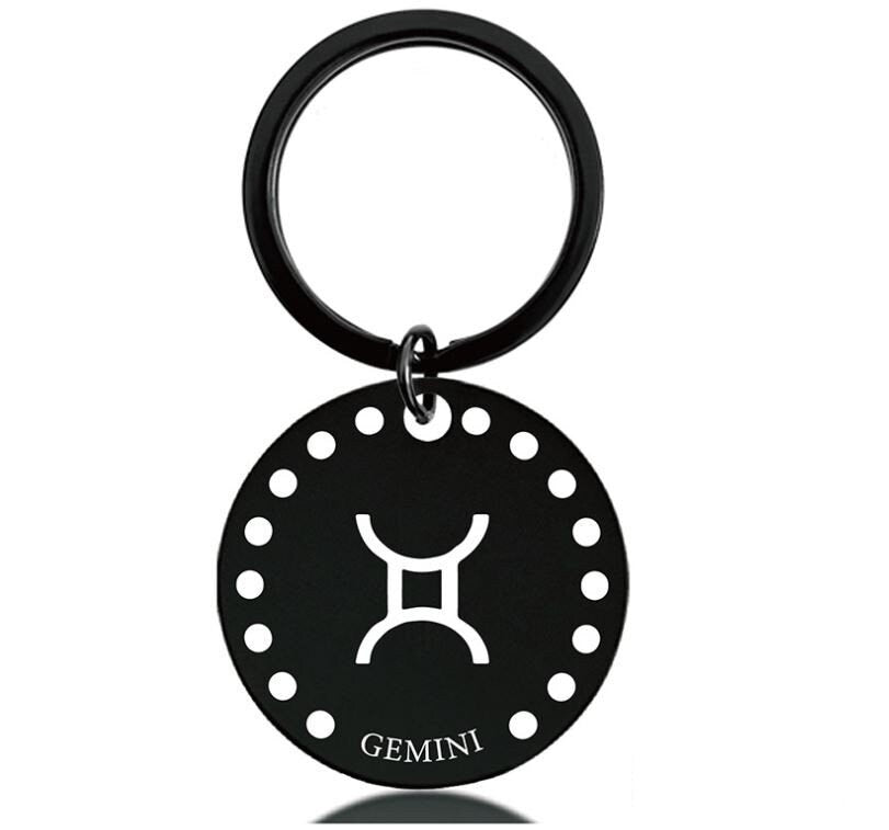 Cute Simple Gemini Zodiac Keychain Keyring | Horoscope Accessory | Unique Car Accessory Gift for Her | Car Charm | New Car Gift