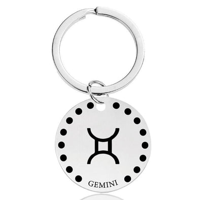 Cute Simple Gemini Zodiac Keychain Keyring | Horoscope Accessory | Unique Car Accessory Gift for Her | Car Charm | New Car Gift