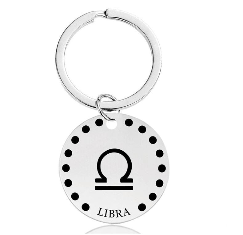 Cute Simple Libra Zodiac Keychain Keyring | Horoscope Accessory | Unique Car Accessory Gift for Her | Car Charm | New Car Gift