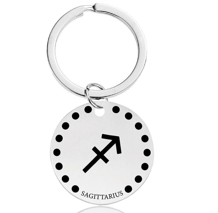 Cute Simple Sagittarius Zodiac Keychain Keyring | Horoscope Accessory | Unique Car Accessory Gift for Her | Car Charm | New Car Gift