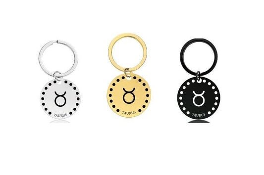 Cute Simple Taurus Zodiac Keychain Keyring | Horoscope Accessory | Unique Car Accessory Gift for Her | Car Charm | New Car Gift