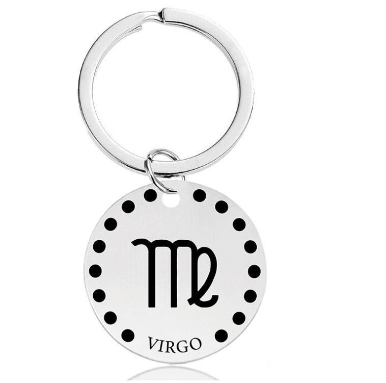 Cute Simple Virgo Zodiac Keychain Keyring | Horoscope Accessory | Unique Car Accessory Gift for Her | Car Charm | New Car Gift