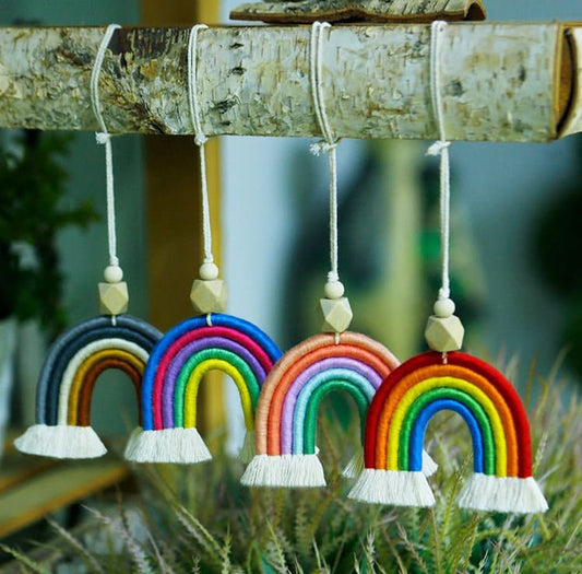 Handmade Boho Macrame Rainbow Car Charm for Rear View Mirror | Rainbow Accessories | Pride Car Ornament | Car Decor | New Car Gift