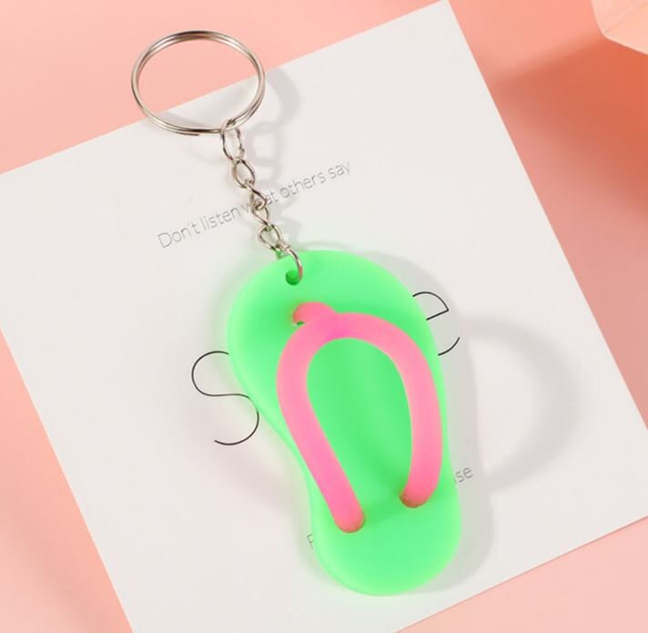 Cute Mini 3D Beach Flip Flop Sandals Keychain | Aesthetic Keychain Ring | Unique Car Accessory Gift for Her | Car Charm | New Car Gift