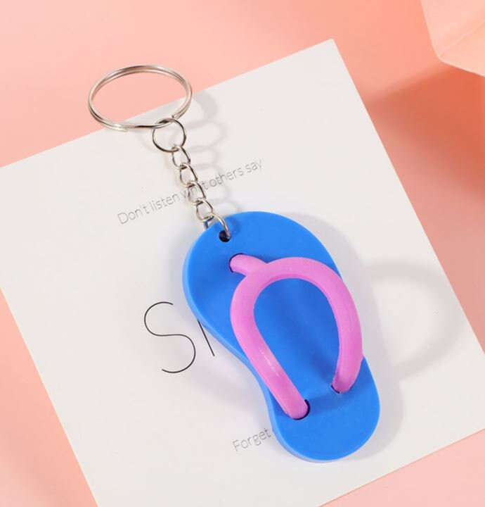 Cute Mini 3D Beach Flip Flop Sandals Keychain | Aesthetic Keychain Ring | Unique Car Accessory Gift for Her | Car Charm | New Car Gift