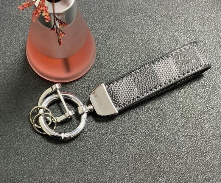 Cute Designer Checkerboard Leather Keychain | Luxury Keychains | Unique Car Accessory Gift for Her | Aesthetic Car Charm | Father's Day Gift