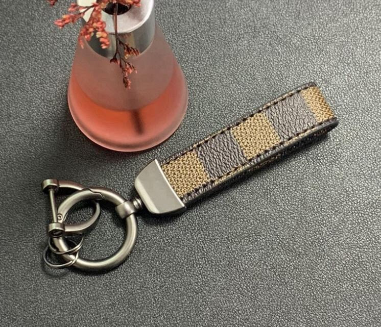 Cute Designer Checkerboard Leather Keychain | Luxury Keychains | Unique Car Accessory Gift for Her | Aesthetic Car Charm | Father's Day Gift