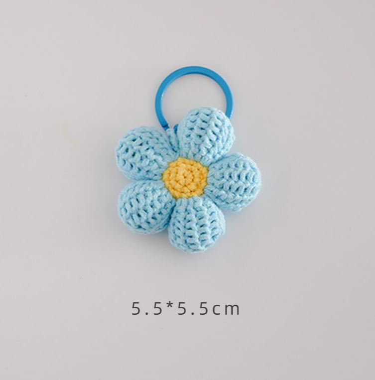 Set of 2 Cute Crochet Daisy Flower Keychain | Crochet Keyring Accessories for Women | Car Ornament | Flower Car Decor | New Car Gift