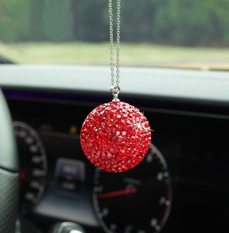 Cute Crystal Rhinestone Hanging Disco Ball | Rear View Mirror Charms | Bling Car Accessories | Cute Car Accessory | New Car Gift