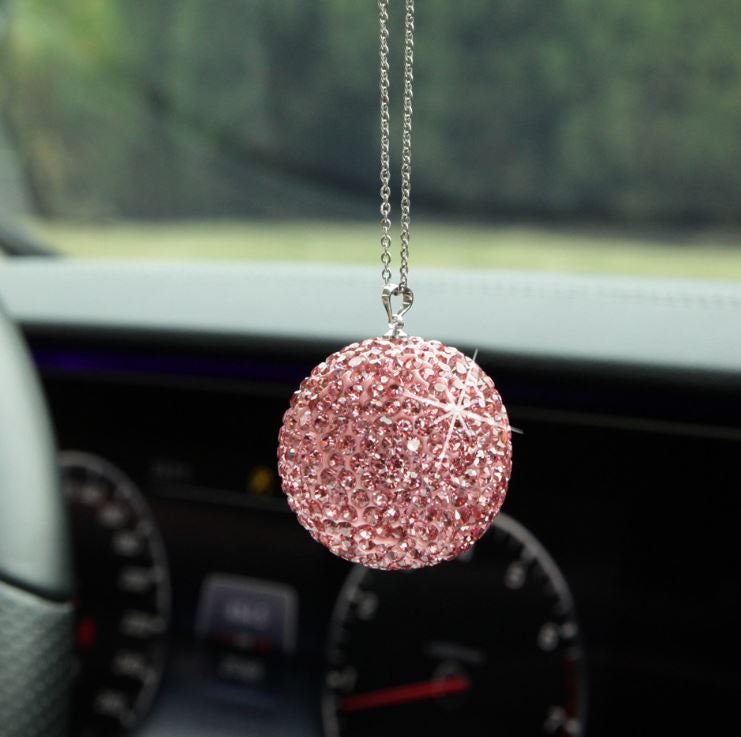 Cute Crystal Rhinestone Hanging Disco Ball | Rear View Mirror Charms | Bling Car Accessories | Cute Car Accessory | New Car Gift