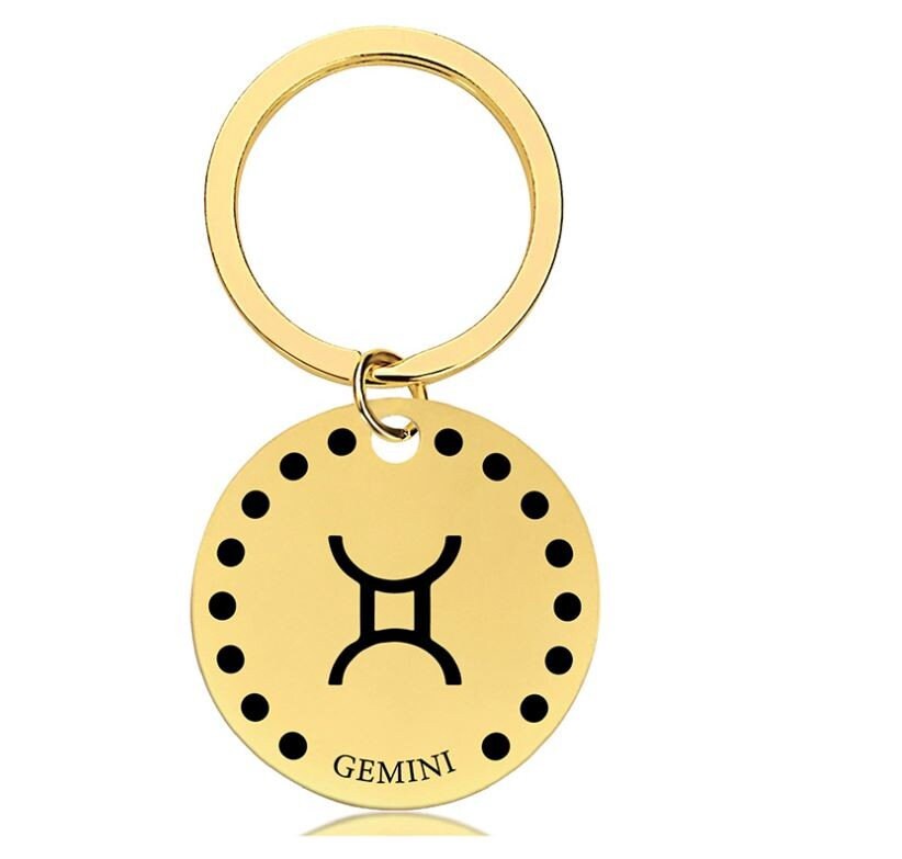 Cute Simple Gemini Zodiac Keychain Keyring | Horoscope Accessory | Unique Car Accessory Gift for Her | Car Charm | New Car Gift