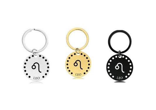 Cute Simple Leo Zodiac Keychain Keyring | Horoscope Accessory | Unique Car Accessory Gift for Her | Car Charm | New Car Gift