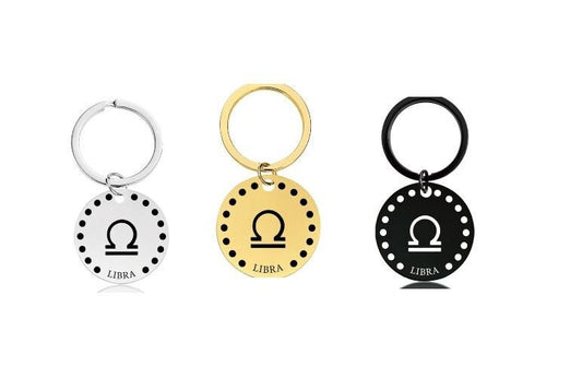 Cute Simple Libra Zodiac Keychain Keyring | Horoscope Accessory | Unique Car Accessory Gift for Her | Car Charm | New Car Gift