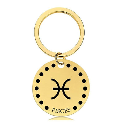 Cute Simple Pisces Zodiac Keychain Keyring | Horoscope Accessory | Unique Car Accessory Gift for Her | Car Charm | New Car Gift